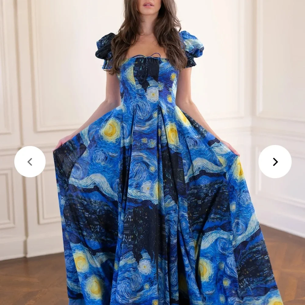 Selkie Starry Night Maxi Dress - Blue and Yellow - Picture 7 of 12
